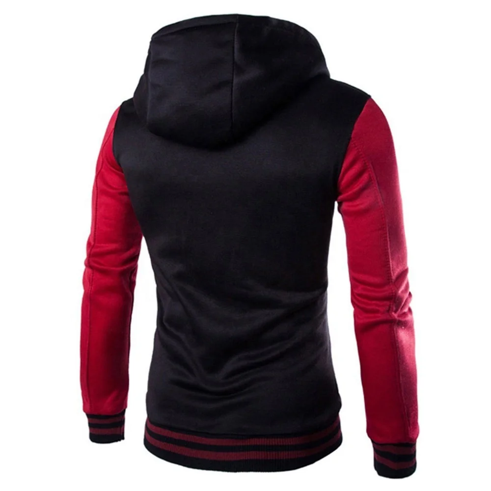 Custom Baseball Hoodies Men Spring Warm Patchwork Fleece Sweatshirts