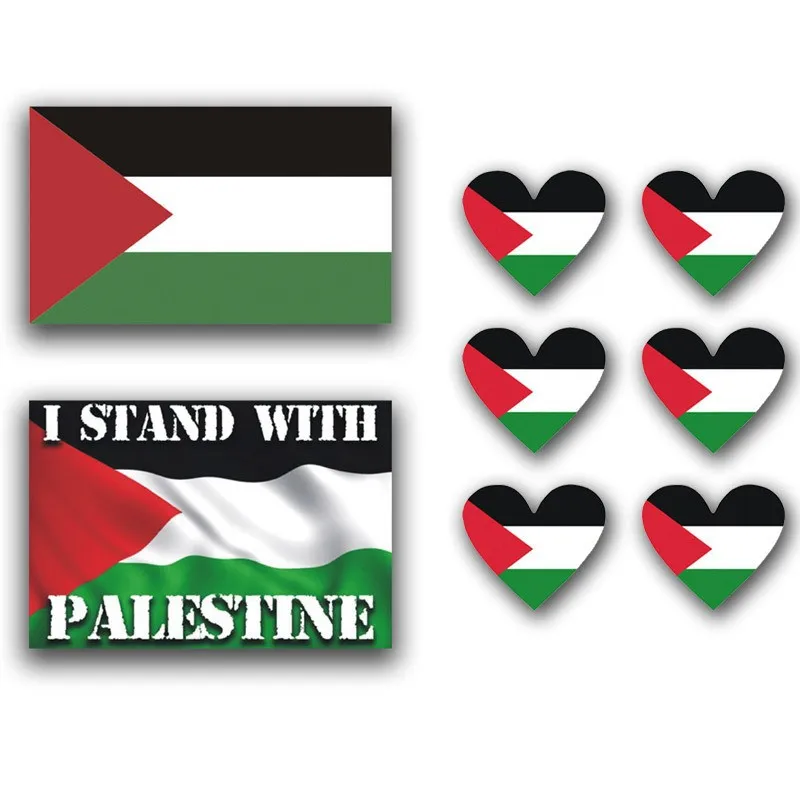 Free Palestine Flag Body Stickers 14*9 cm Car Decorative PVC Stickers 6-Color Printed Anti-Tank Stickers