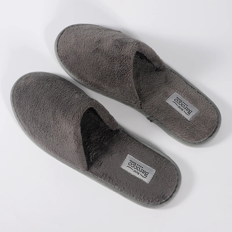Costumised Hotel Spa Slippers Manufacturer Hotel Slipper Closed Toe Coral Fleece Slippers