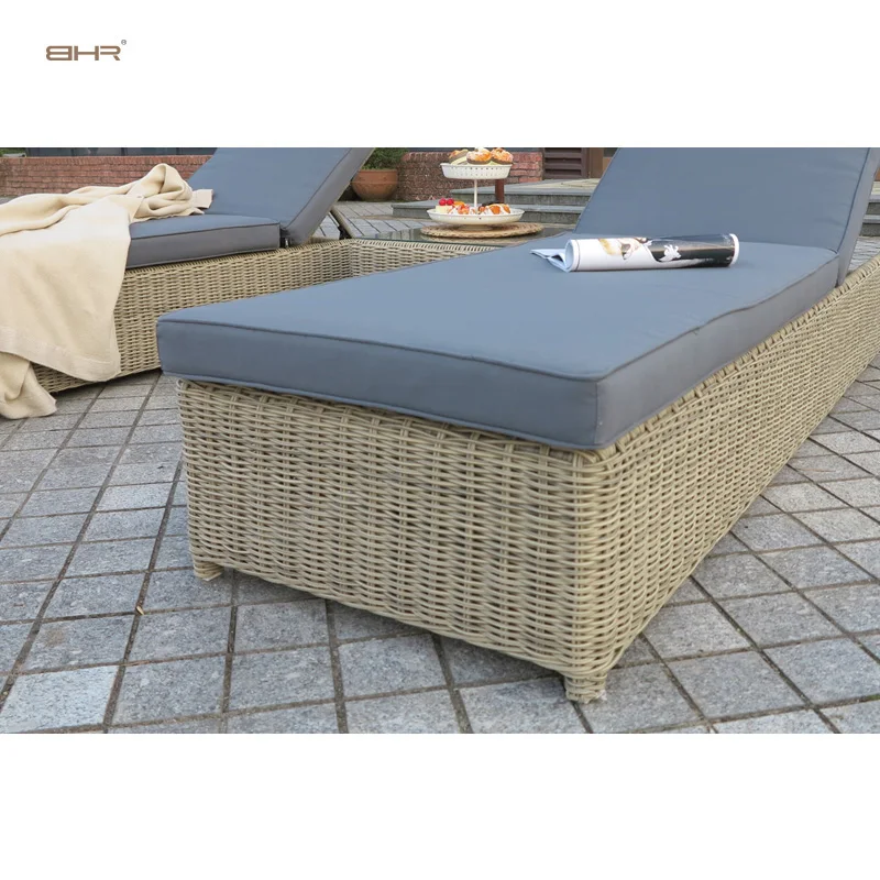 Rattan pear  grey chaise outdoor rattan patio lounge set rattan round daybed