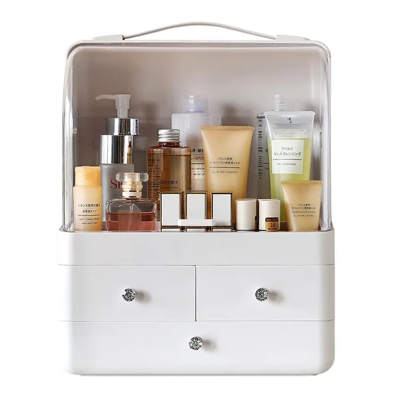 Waterproof Clear 2 Drawer Desktop Cosmetics Plastic Storage Box Make Up Organizer