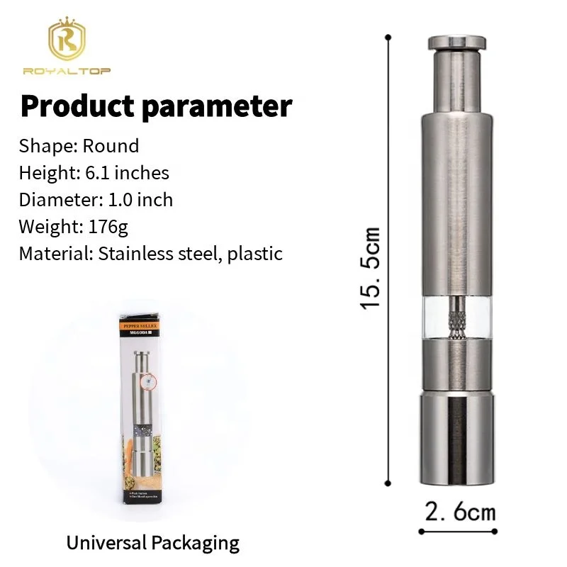 Premium kitchen Grinder stainless steel Spice Shaker Mini salt and pepper Mill for Peppercorns Sea salt Himalayan salt