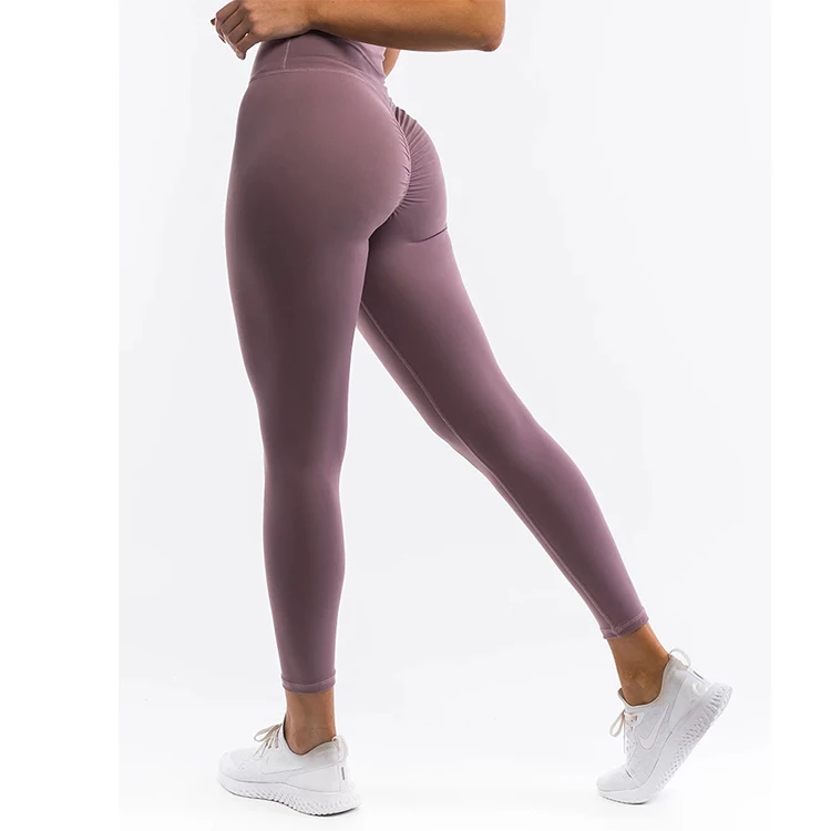 Logo Print Wholesale Stylish Yoga Sport Wear High Waist Compression Scrunch Bum Legging