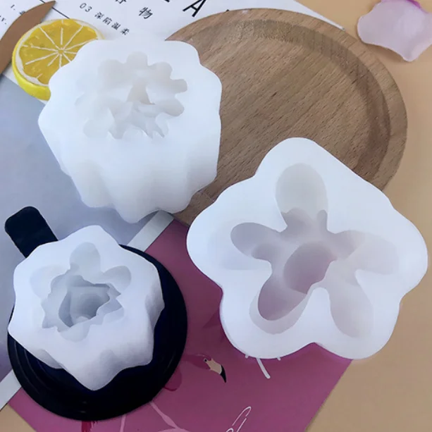 High Quality 3D Diy Ins Big Large Plant Flower Shaped Cake Decoration Food Grade Silicone Candle Molds For Candle Making