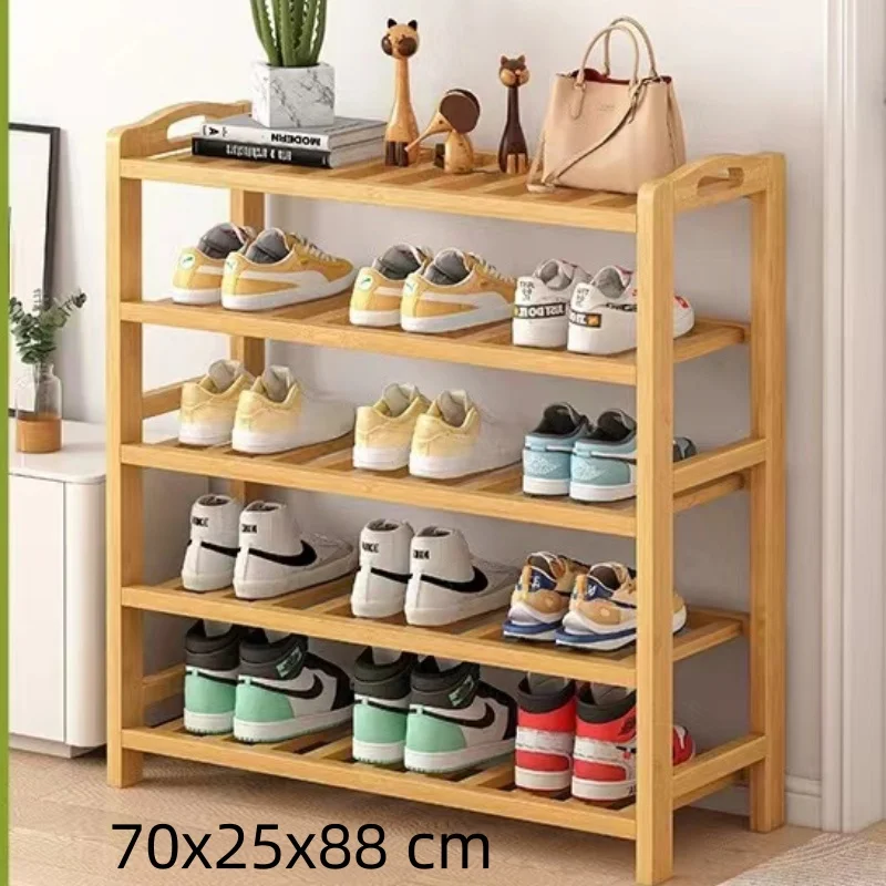 Custom Made Wooden Bamboo Large Capacity Five-tiers Simple Shoes Rack For Storaging Shoes Or Space-saving Home Shoe Cabinet