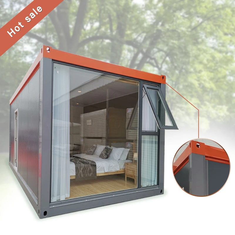 Longhe 26Sqm Prefab House Container House with One bedroom Open Kitchen French Windows Modular Luxury flat