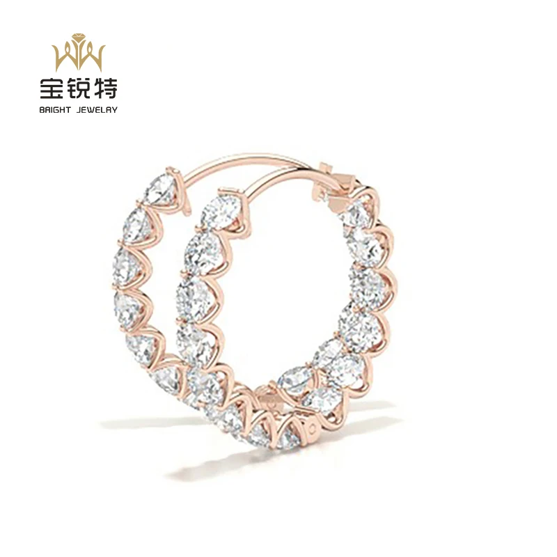 14k Gold Lab Diamond Stud Earrings Custom Full Hoop Diamond Stud Jewelry Womens Earrings