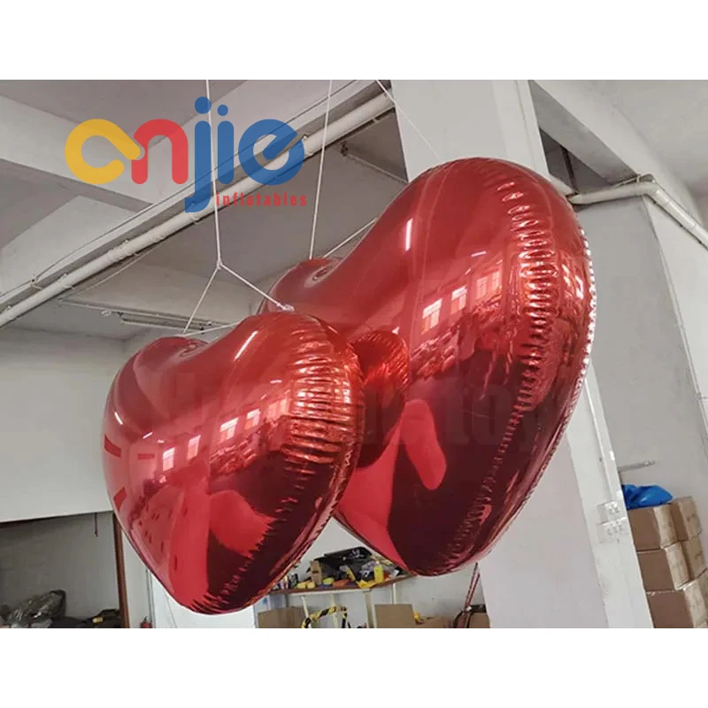 PVC Inflatable Wedding Party Love Decoration Heart shaped mirror ball hanging from ceiling