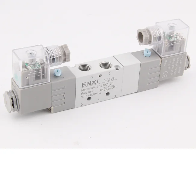 XVT35230C-08  XVT Series 5/3 Way Solenoid Valve double Coils close type  port size G1/4 DC24V AC220V grey color
