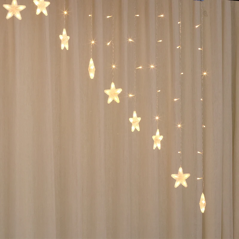 Star Led Christmas Halloween Holiday String Led lighting Window Icicle Curtain Decoration Fairy Lights