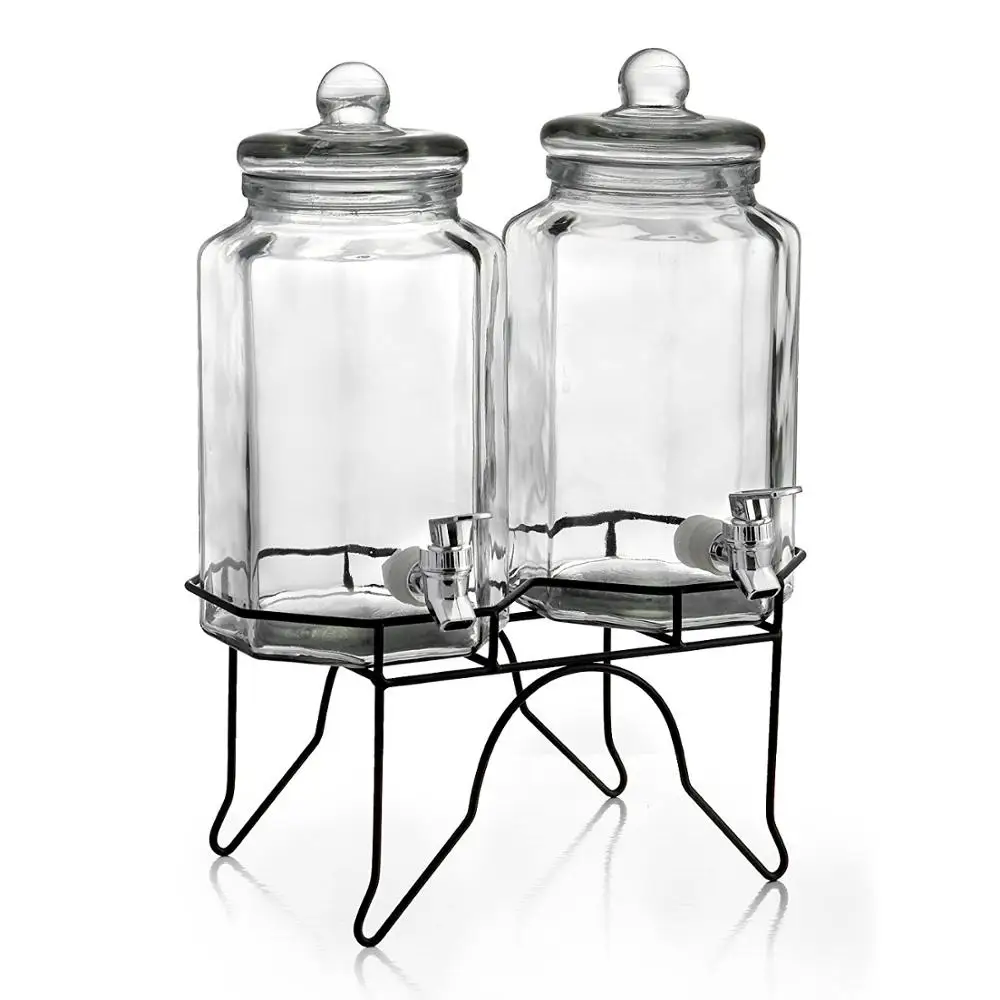 Best Selling 1 Gallon Glass Jar Juice Beverage Dispenser With Tap And Glass Lid