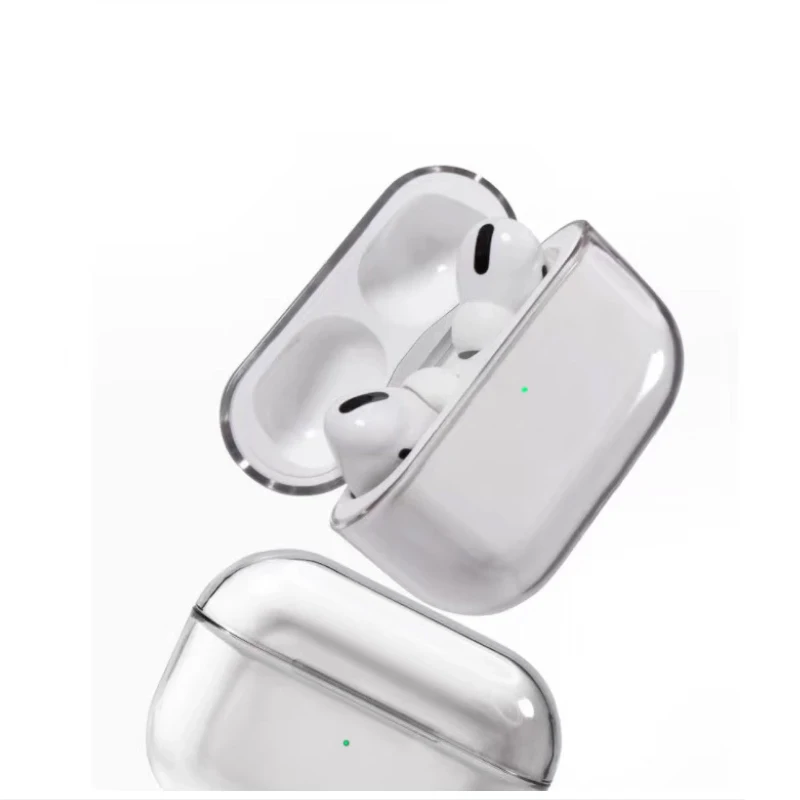  Защитный чехол для беспроводных наушников прозрачный Apple Airpods Жесткий Чехол из поликарбоната мультяшный с логотипом на
