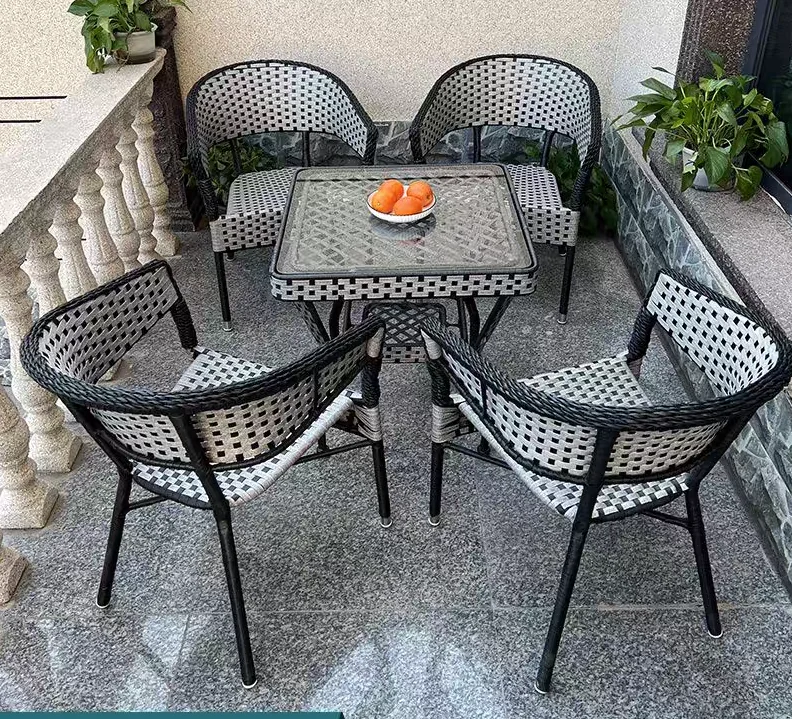 Nordic Leisure creative Patio Garden Outdoor Furniture Waterproof Set leisure Rattan outdoor tables