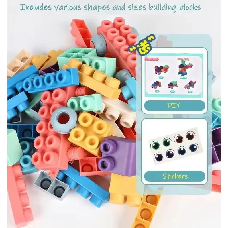 Custom made soft toy 80PCS Silicone Soft Rubber Building Blocks Toys Big sensory educational toys