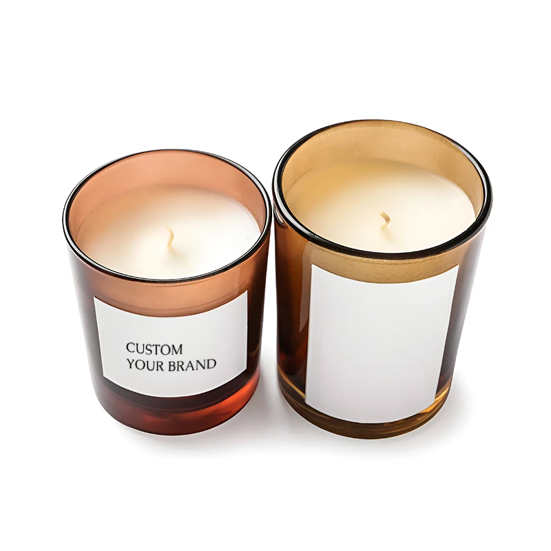 Luxury Amber Frosted Matte Black Glass Candle Jars Container With Metal Gold Silver Lid Bamboo Wood Cork Lid 7oz 8oz 10oz 16oz