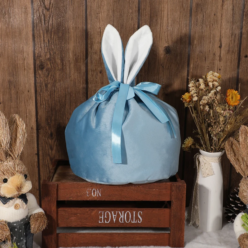 Wholesale Luxury Easter Kids Party Gifts Bag Sublimation Big Bunny Ear Bag Soft Velvet Easter Bunny Bag