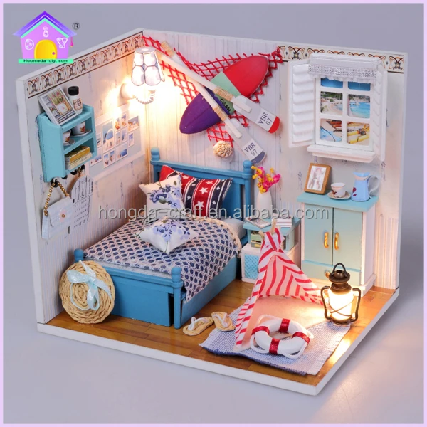 Hongda low price waldorf juguetes educativos 3d wooden puzzle dollhouse