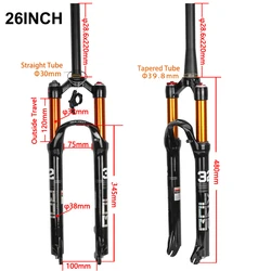 Magnesium alloy mtb bicycle fork suspension rim 26/27.5/ 29er Inch mountain bike 32 RL HL100mm fork for a bike accessories