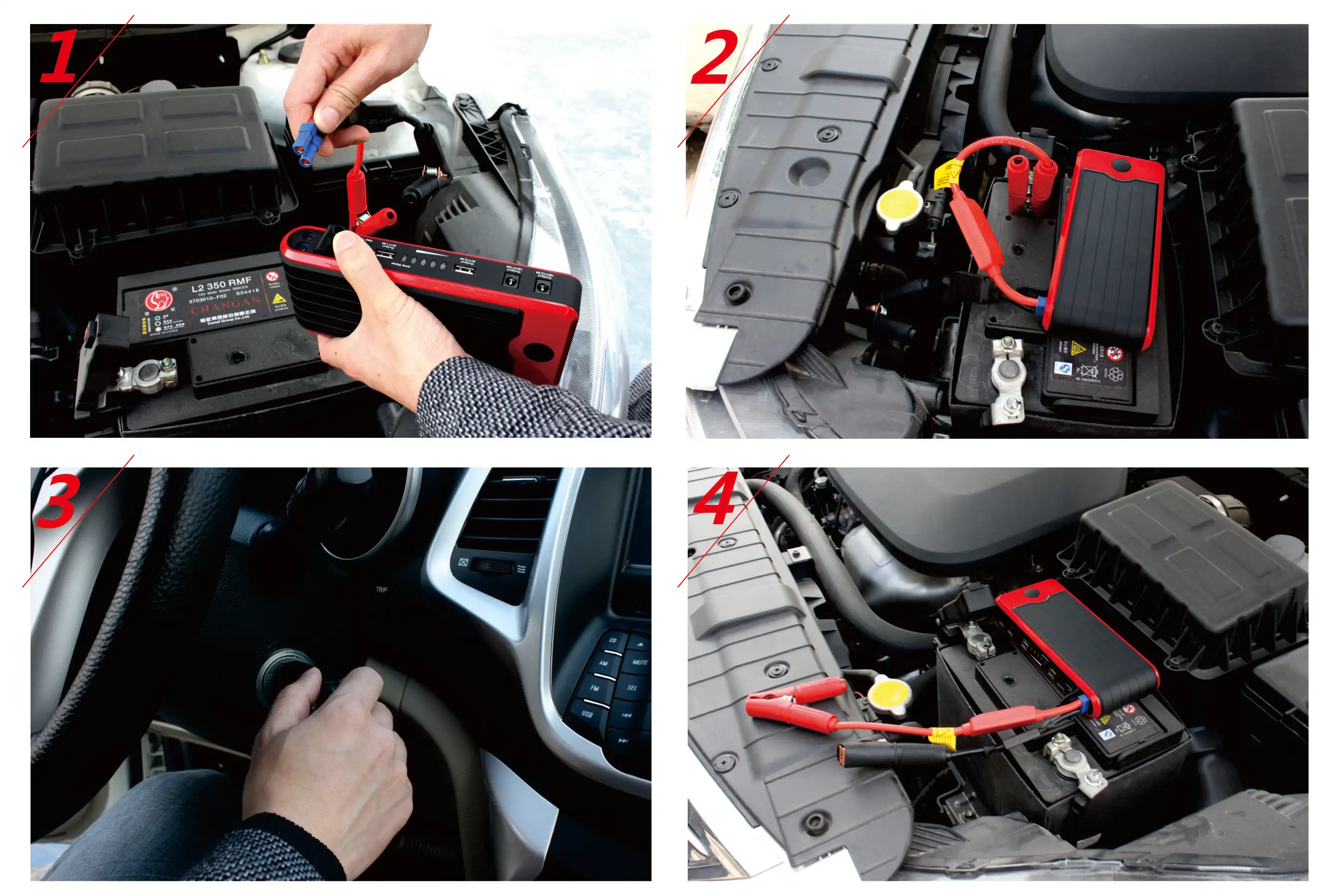 Portable car starter booster 16500 MAH 600 peak current, suitable for starting car, mobile, laptop, car refrigerator, etc
