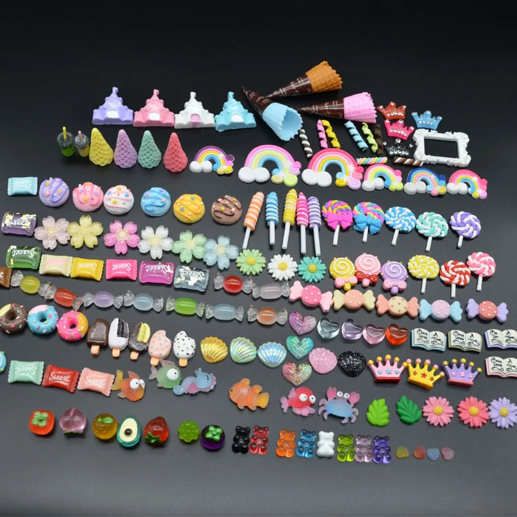 fairy garden dollhouse miniature artificial food resin soft candy heart charms cabochons