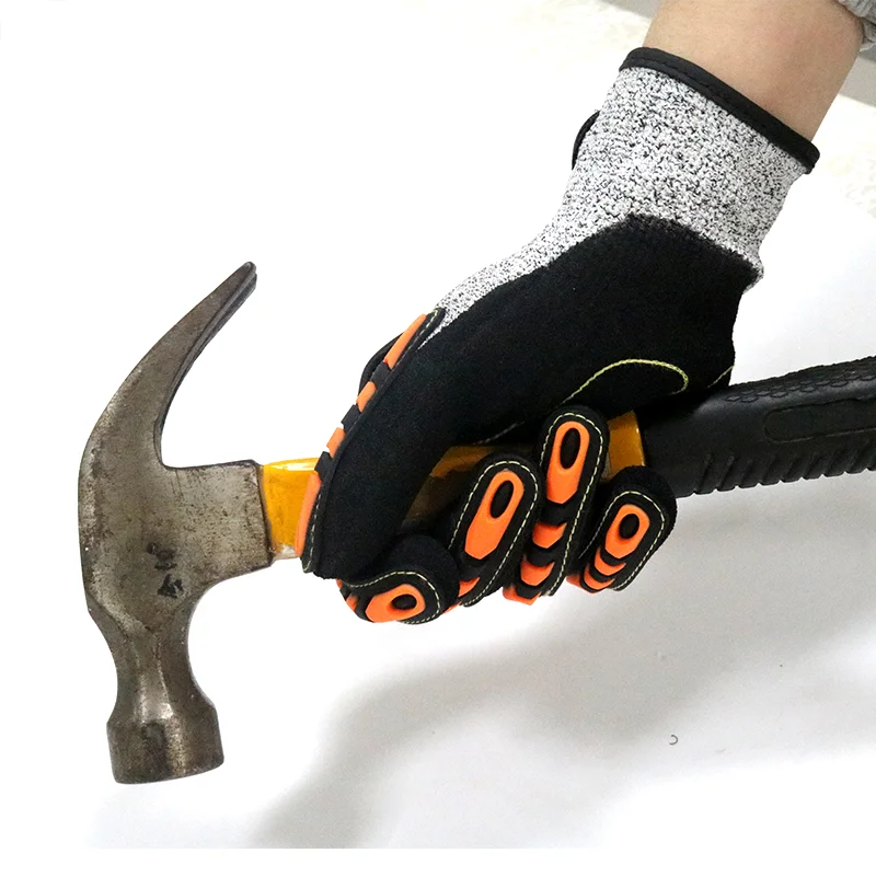 Impact Heavy Duty Working Gloves Sandy Nitrile Grip Cut Resistant Glove TPR Anti Vibration Safety for Oilfield Gas