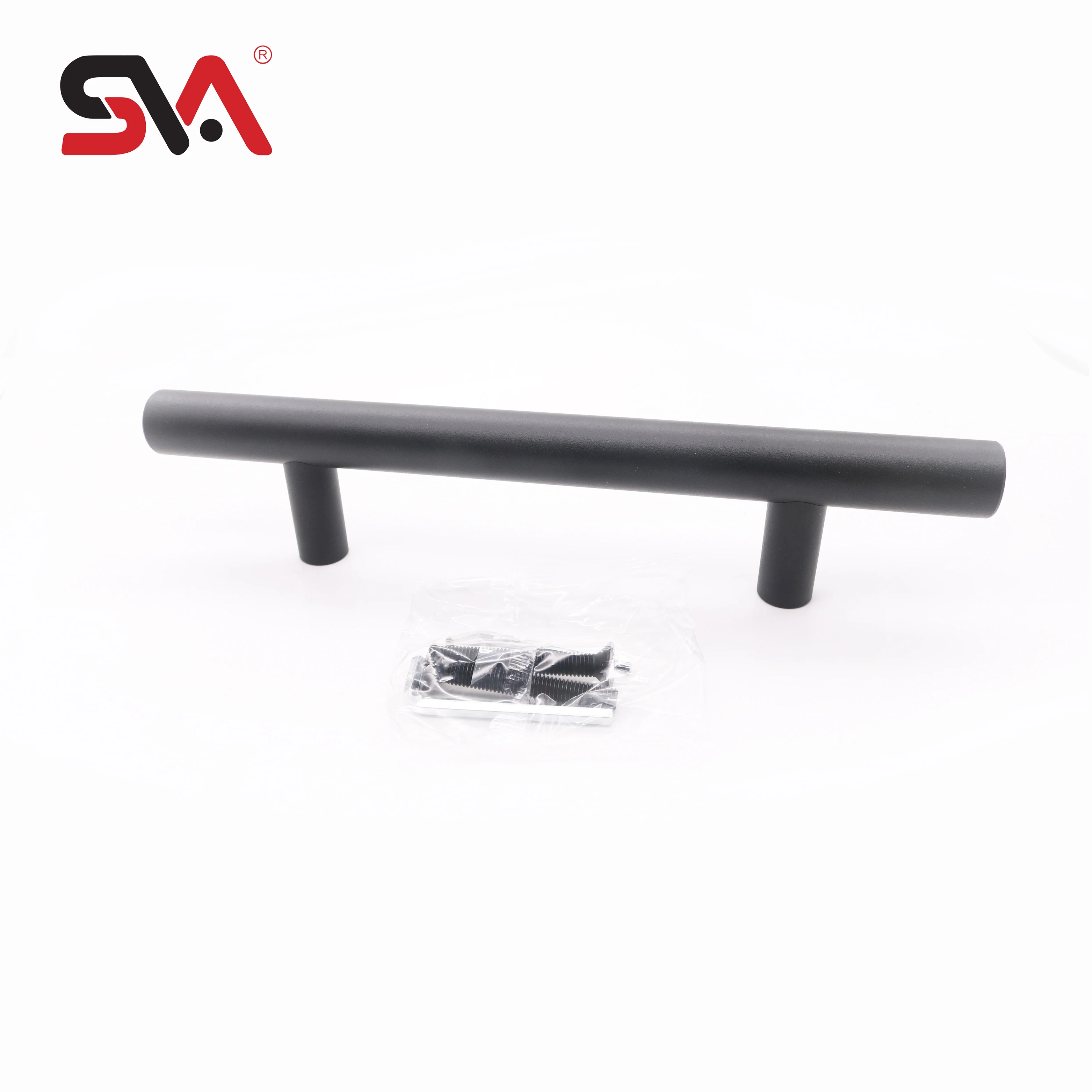 SVA-C004 Hotel Bathroom Cabinet Sliding Door Back-to-Back Round Pipe Chrome Matte Black Stainless Steel Glass Door Pull Handle