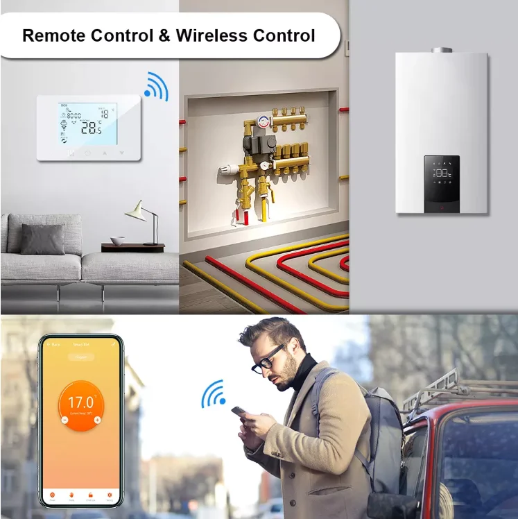 HY09BW Smart  WIFI water heating boiler thermostat phone control heater water gas boiler room thermostat 3A/5A 90-240V