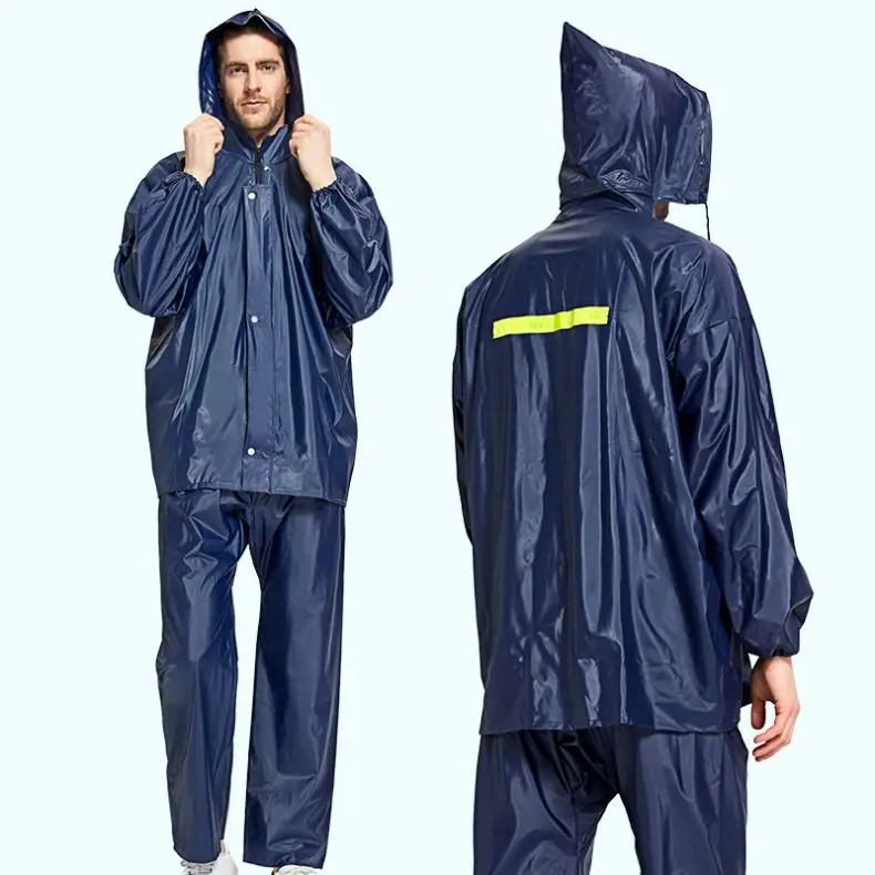 pvc raincoat Yellow water proof heavy duty rain coat for adults mens long raincoat polyester raincoat
