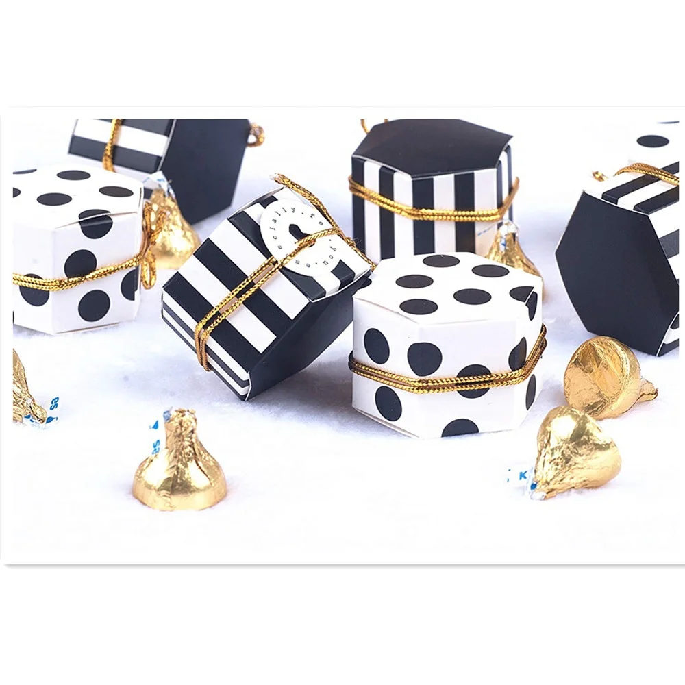 Black and White Favor Boxes Treat Boxes Party Candy Boxes With Tags And Rope 2x 2x 1inch