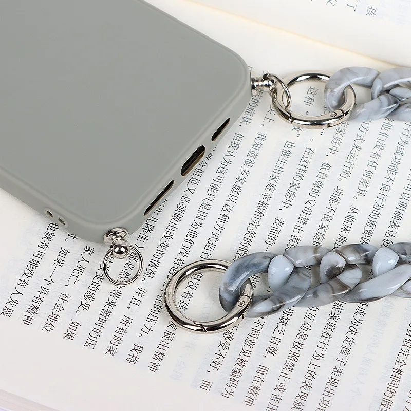 For iPhone 12 Pro Case Girly Marble Detachable Necklace Case For iPhone 13 14 Pro Max Mobile Phone Case With Rope And Chain