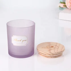 Factory sell classic 8oz 10oz 12oz 15oz frosted glass candle jar with customized logo and lid