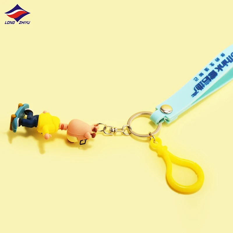Longzhiyu 17 Years Factory Custom PVC Personalized Logo Stereo Doll Keychain Cute Girl Keyring Kawaii 3D Rubber Bag Charm