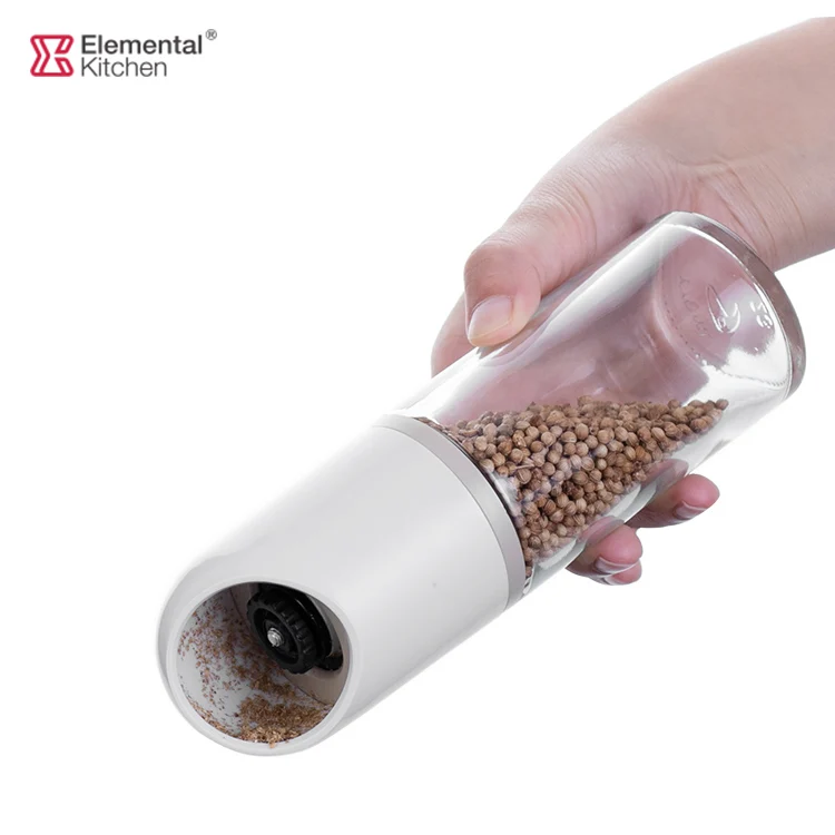 Одинарная банка для измельчения, керамический механизм теплого серого цвета для кухни, мельница для соли и специй, набор мельниц для соли и перца