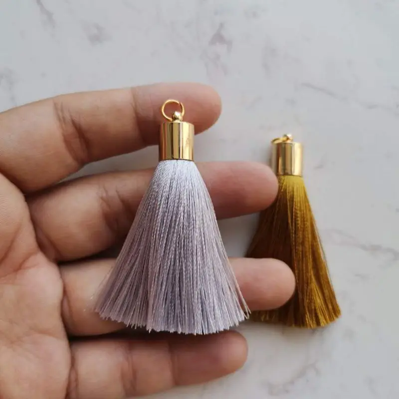 NANA free sample 1000 colors 5cm gold silk  tassels for jewelry, 100% rayon tassel silk