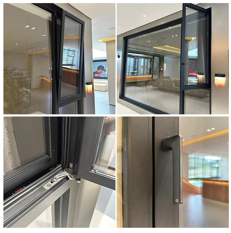 DERCHI NFRC thermal break double glaze energy efficient aluminum casement windows for house villa tilt and turn window