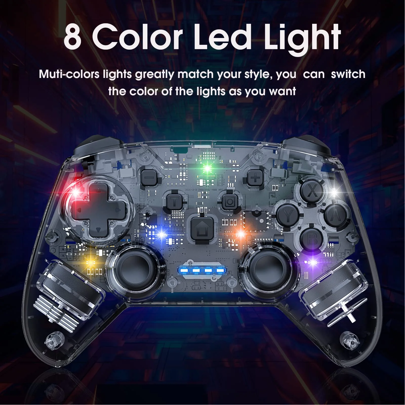 Hot sale BT dual vibration game controller for NS switch wireless gamepad RGB joystick video game console
