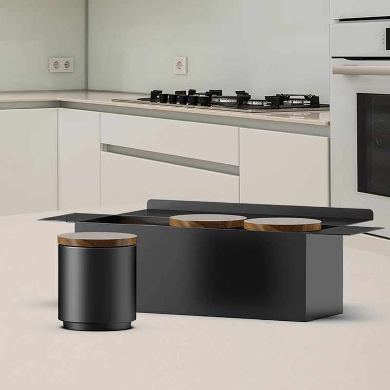 DHPO Black White Tea Biscuits Bean Suger Coffee Jars Canisters 3 Pcs Sets With Bamboo Lid for Kitchen Storage