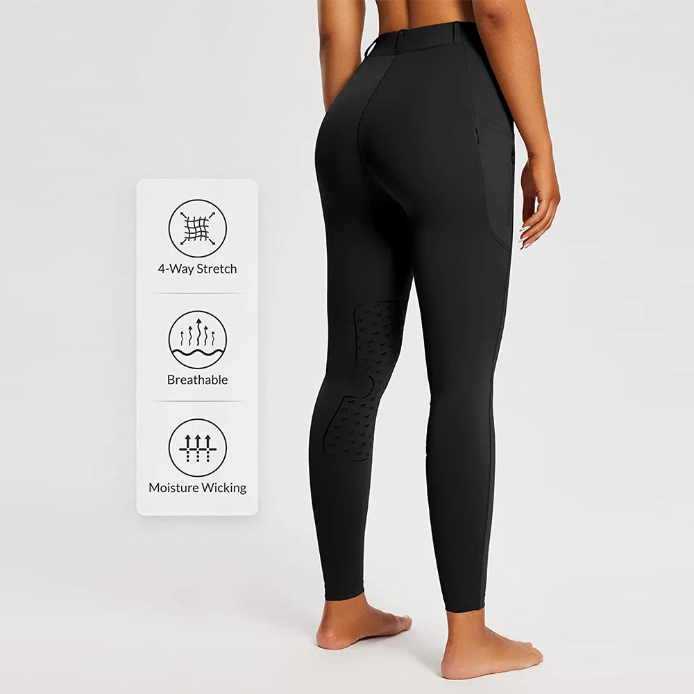 High Quality Fast Dry Custom Logo Print Breedery 4-Way Stretch Base Layer Silicone Riding Pantsches Breeches Equestrian Clothing