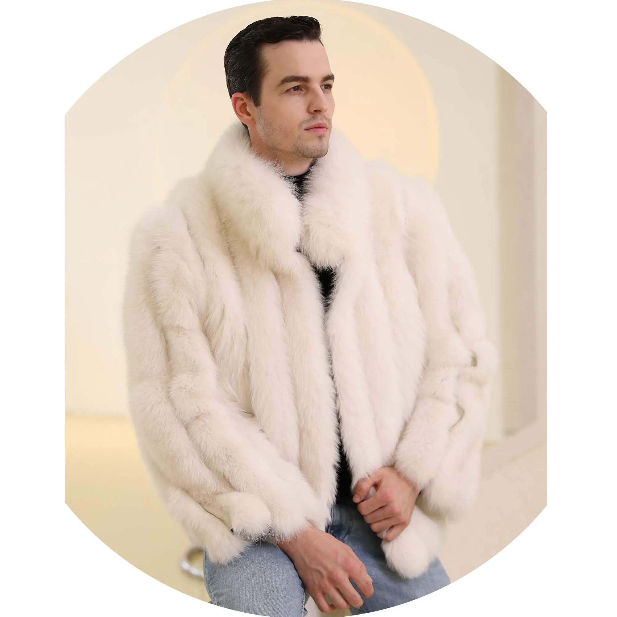 Daily Wear Street Shopping Coat Wholesale Winter Man Real Fox Fur Jacket