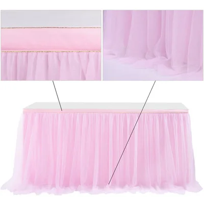  Decorative Banquet Birthday Buffet Tulle Square Table Skirts for Wedding Event
