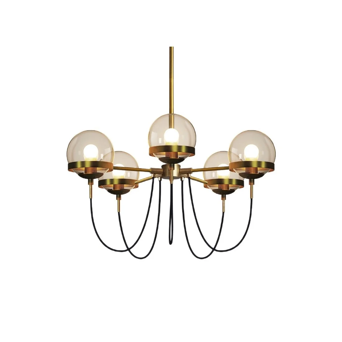 Винтажная Античная латунная люстра, светодиодная Подвесная лампа со стеклянным шариком, современный потолочный светильник для гостиной, домашний декор