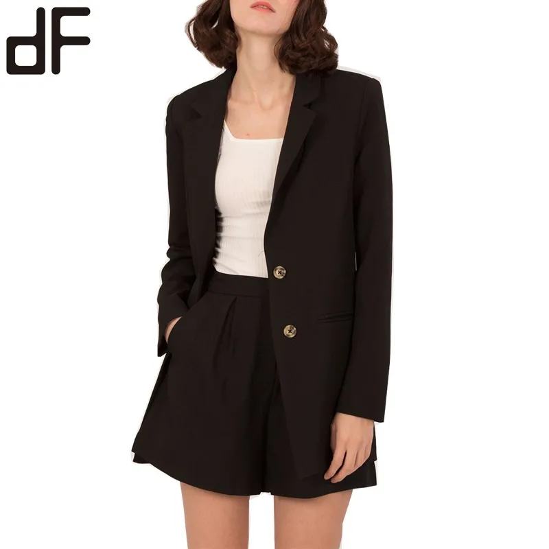 OEM Custom Blazer Coat Design High Quality Slim Fit Summer Blazer For Women Black Ladies Blazer