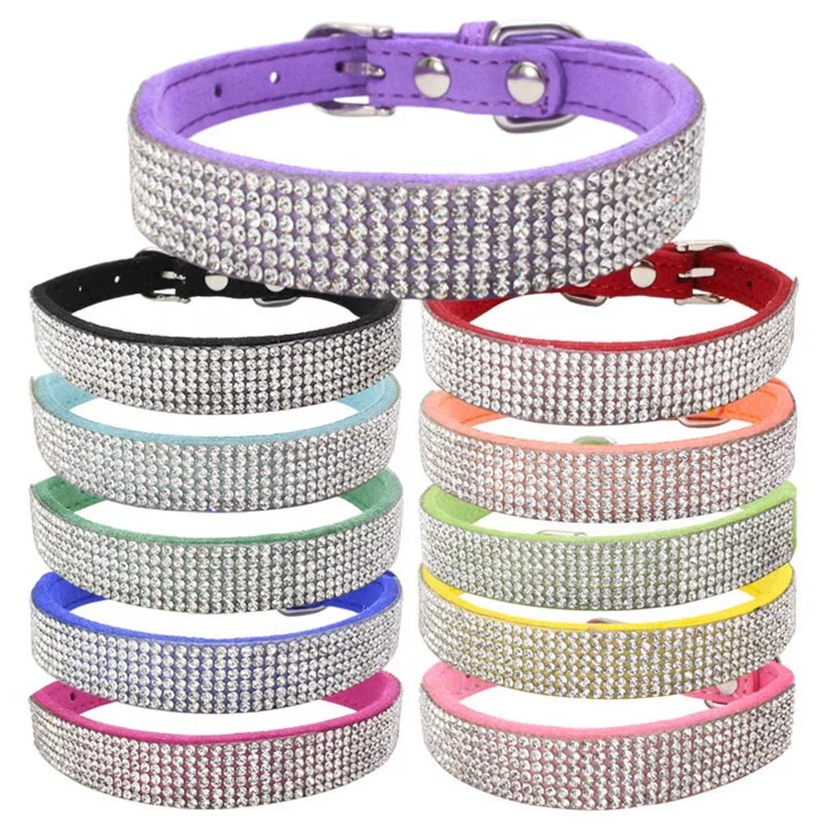 New Multi Color Pet Soft Microfiber Hot Drilling Traction Rope Dog Collar