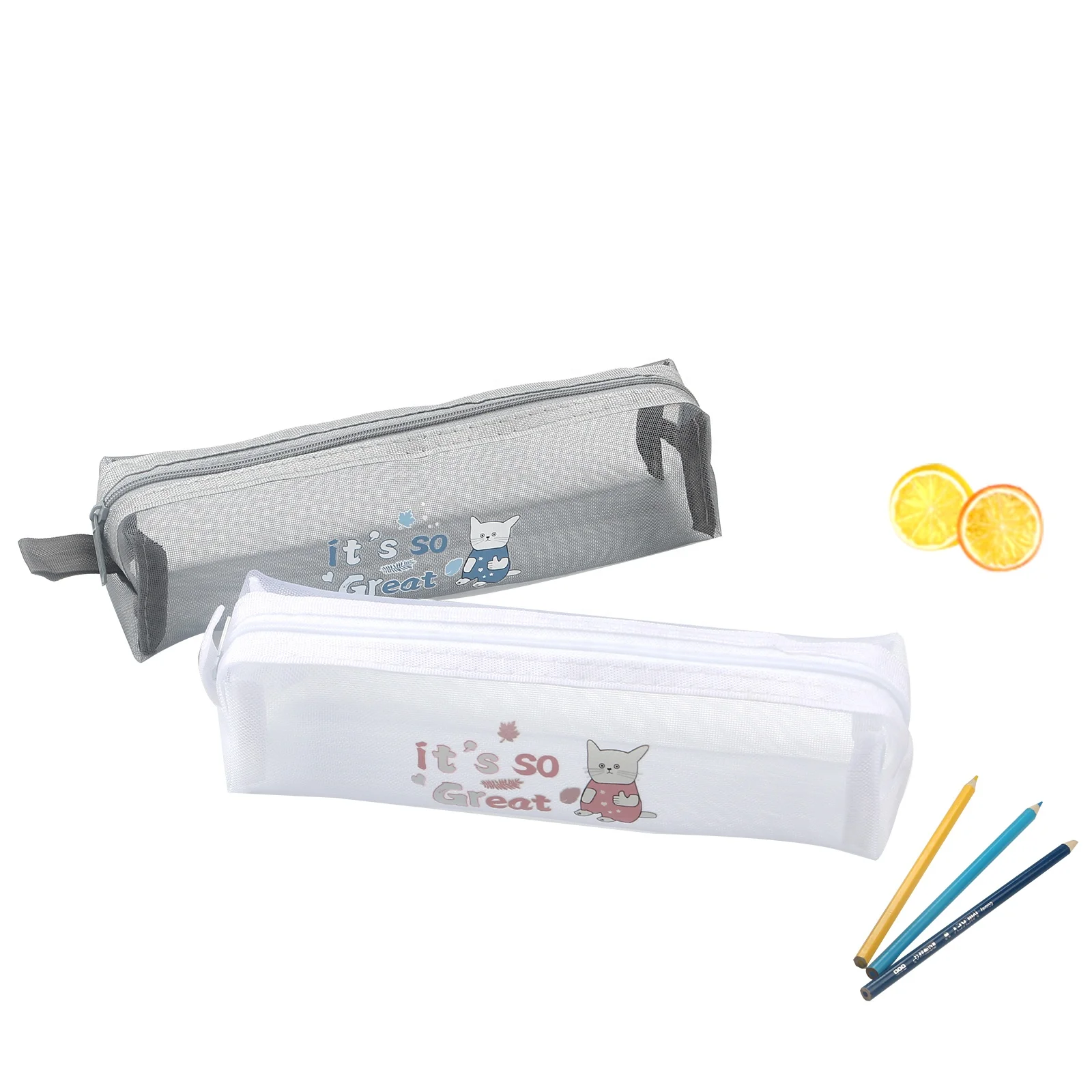 Multi-functional Nylon Mesh Pen Bag Pencil Case Makeup Tool Bag Storage Pouch pencil bag custom