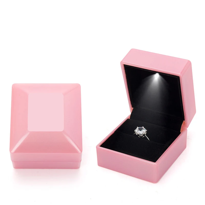 wholesale custom logo pendant necklace ring earring bracelet ring necklace bracelet led jewelry packaging gift box with light