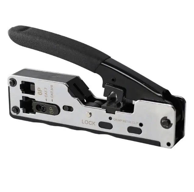RJ45 Crimp Tool Pass Through Crimper Cutter for Cat6a Cat6 Cat5 Cat5e 8P8C Cat7 Multi Function for RJ11/RJ12 Network Crimp Tool