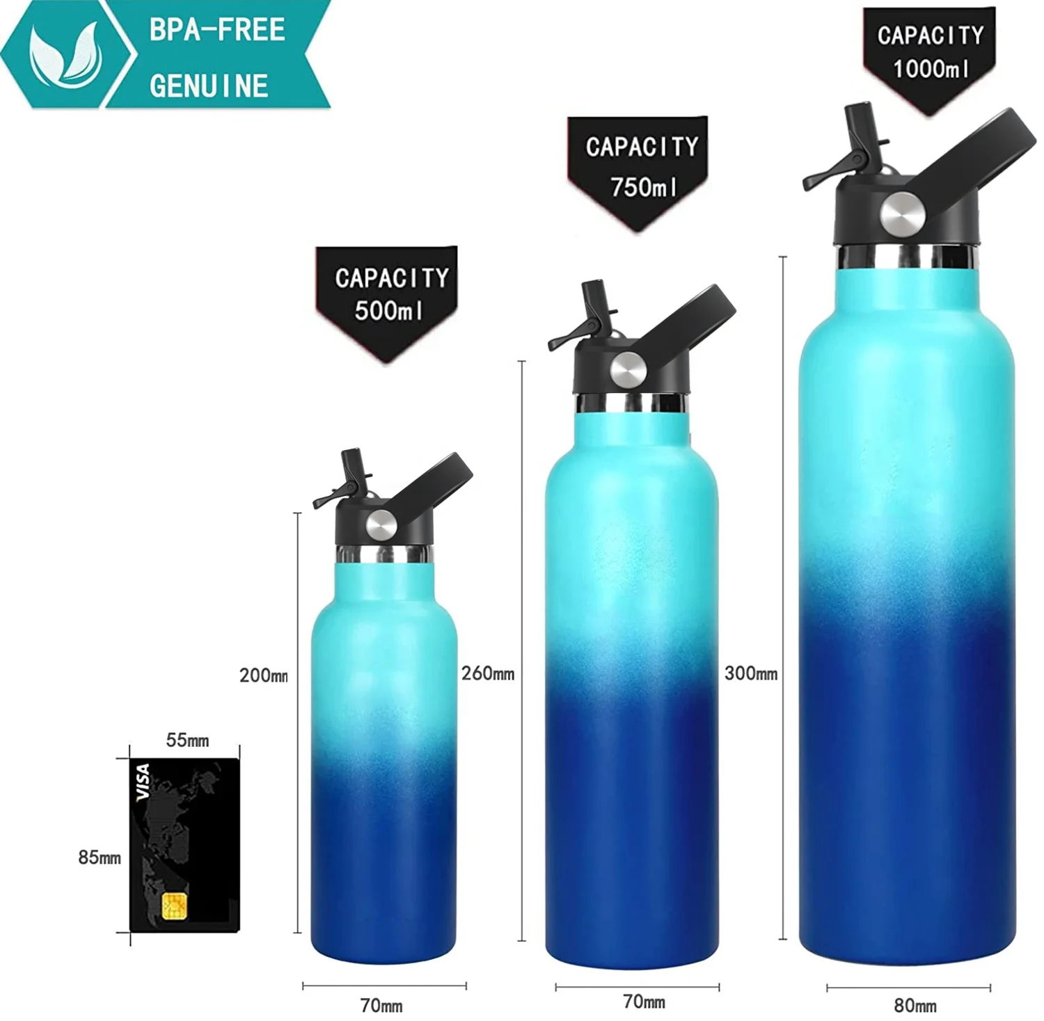 12oz 18oz 21oz 24oz Hydro Cover Vacuum Flask Standard Mouth straw lid ,PP Plastic narrow mouth bottle flip straw Lid