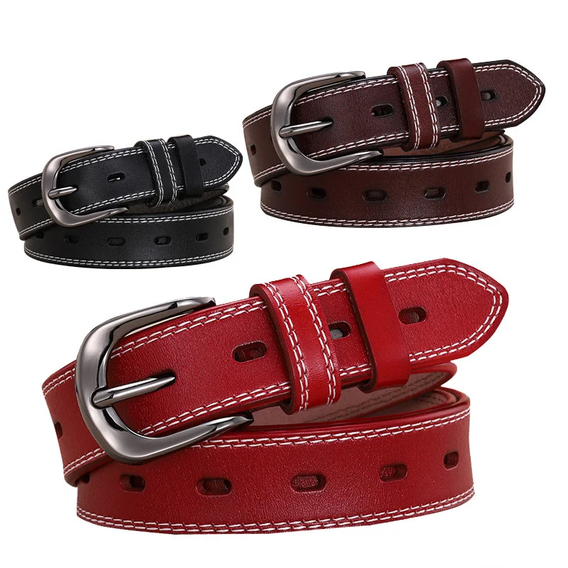 Womens belt pin buckle Stylish waist wrap Casual womens jeans with all in one belt embellishment