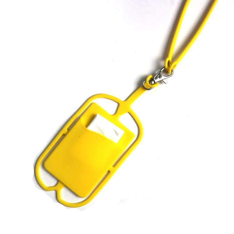 Wholesale Custom Silicone Lanyards Universal Mobile Phone Cover Case Holder with Card Pocket Wallet Neck Strap