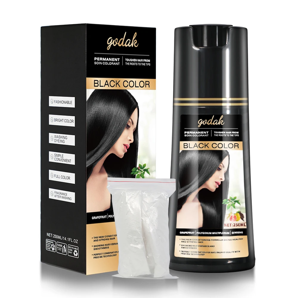 Hot Selling 250Ml Black Hair Shampoo Halal Argan Hair Color Shampoo Korean Hair Dye Shampoo